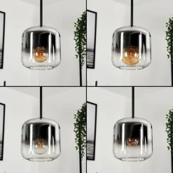 Suspension Verre 15 cm Lauden Chrome, Clair, Fumé, 5 lumières