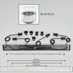 Suspension Verre 15 cm Lauden Chrome, Clair, Fumé, 5 lumières