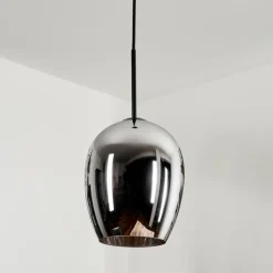 Suspension Verre 20 cm Vevino Chrome, Fumé, 1 lumière