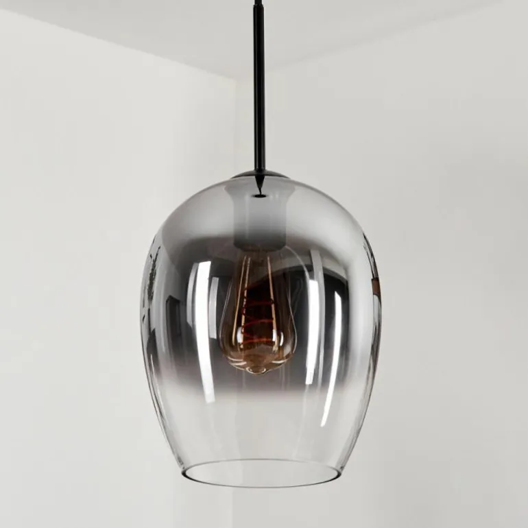 Suspension Verre 20 cm Vevino Clair, Fumé, 1 lumière
