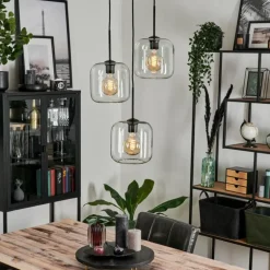 Suspension Verre 20cm Lauden Clair, 3 lumières