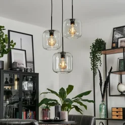 Suspension Verre 20cm Lauden Clair, 3 lumières