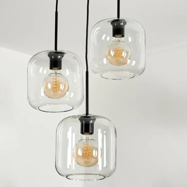 Suspension Verre 20cm Lauden Clair, 3 lumières