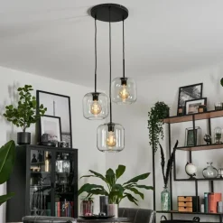 Suspension Verre 20cm Lauden Clair, 3 lumières