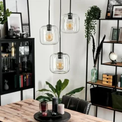 Suspension Verre 20cm Lauden Clair, 3 lumières