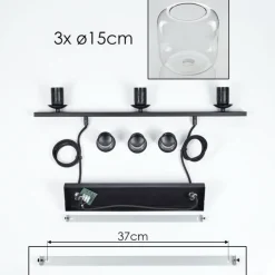 Suspension Verre 15cm Lauden Clair, 3 lumières