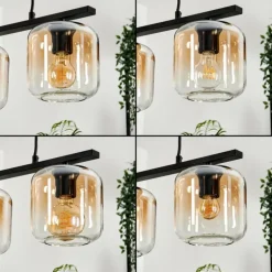 Suspension Verre 15cm Lauden Ambre, Clair, 3 lumières