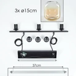 Suspension Verre 15cm Lauden Ambre, Clair, 3 lumières