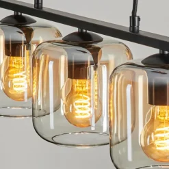 Suspension Verre 15cm Lauden Ambre, Clair, 3 lumières