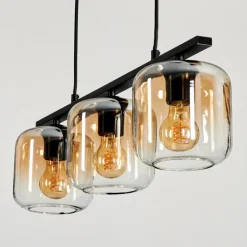 Suspension Verre 15cm Lauden Ambre, Clair, 3 lumières