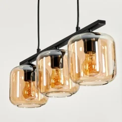 Suspension Verre 15cm Lauden Ambre, 3 lumières