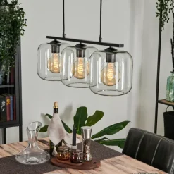 Suspension Verre 20cm Lauden Clair, 3 lumières