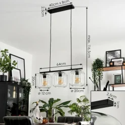 Suspension Verre 20cm Lauden Clair, 3 lumières