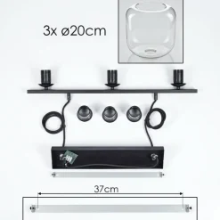Suspension Verre 20cm Lauden Clair, 3 lumières
