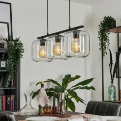 Suspension Verre 20cm Lauden Clair, 3 lumières