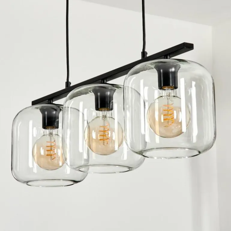 Suspension Verre 20cm Lauden Clair, 3 lumières