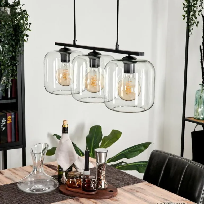 Suspension Verre 20cm Lauden Clair, 3 lumières