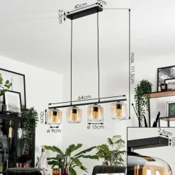 Suspension Verre 15cm Lauden Clair, 4 lumières