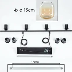 Suspension Verre 15cm Lauden Clair, 4 lumières