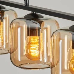 Suspension Verre 15cm Lauden Ambre, 4 lumières