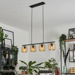 Suspension Verre 15cm Lauden Ambre, 4 lumières