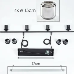 Suspension Verre 15cm Lauden Fumé, 4 lumières