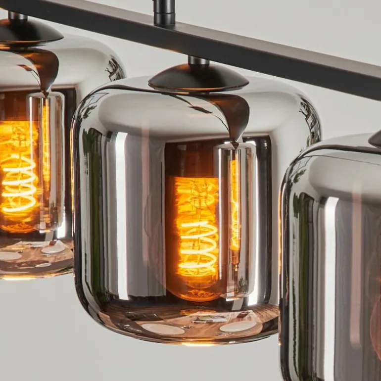 Suspension Verre 15cm Lauden Fumé, 4 lumières