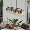 Suspension Verre 15cm Lauden Clair, Fumé, 4 lumières