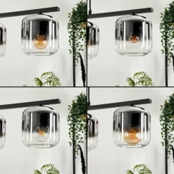 Suspension Verre 15cm Lauden Clair, Fumé, 4 lumières