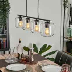 Suspension Verre 15cm Lauden Clair, 4 lumières