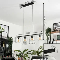 Suspension Verre 15cm Lauden Clair, 4 lumières