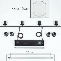 Suspension Verre 15cm Lauden Clair, 4 lumières