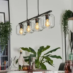 Suspension Verre 15cm Lauden Clair, 4 lumières