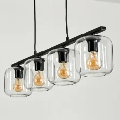 Suspension Verre 15cm Lauden Clair, 4 lumières