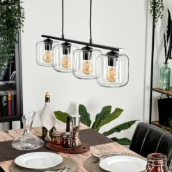 Suspension Verre 15cm Lauden Clair, 4 lumières