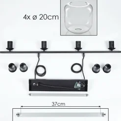 Suspension Verre 20cm Lauden Clair, 4 lumières