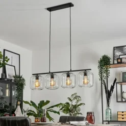 Suspension Verre 20cm Lauden Clair, 4 lumières