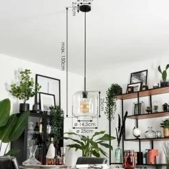 Suspension Verre 25cm Lauden Clair, 1 lumière