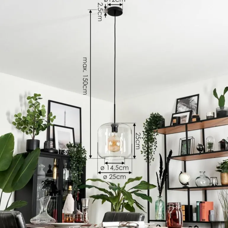 Suspension Verre 25cm Lauden Clair, 1 lumière