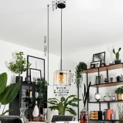 Suspension Verre 20cm Lauden Ambre, Clair, 1 lumière