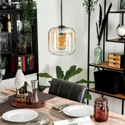 Suspension Verre 20cm Lauden Ambre, Clair, 1 lumière