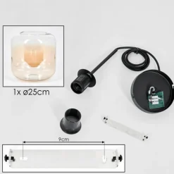 Suspension Verre 25cm Lauden Ambre, Clair, 1 lumière