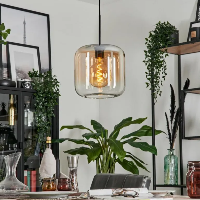 Suspension Verre 25cm Lauden Ambre, Clair, 1 lumière