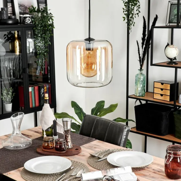 Suspension Verre 25cm Lauden Ambre, Clair, 1 lumière