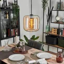 Suspension Verre 25cm Lauden Ambre, 1 lumière