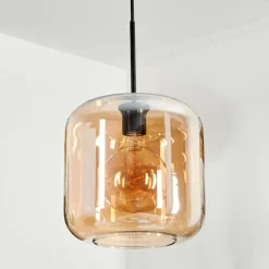Suspension Verre 25cm Lauden Ambre, 1 lumière