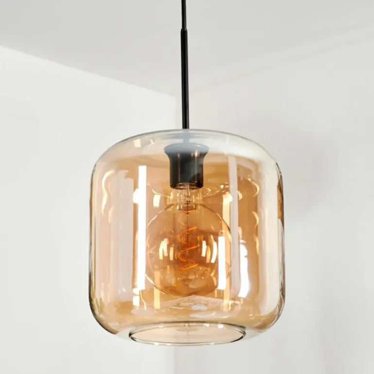 Suspension Verre 25cm Lauden Ambre, 1 lumière