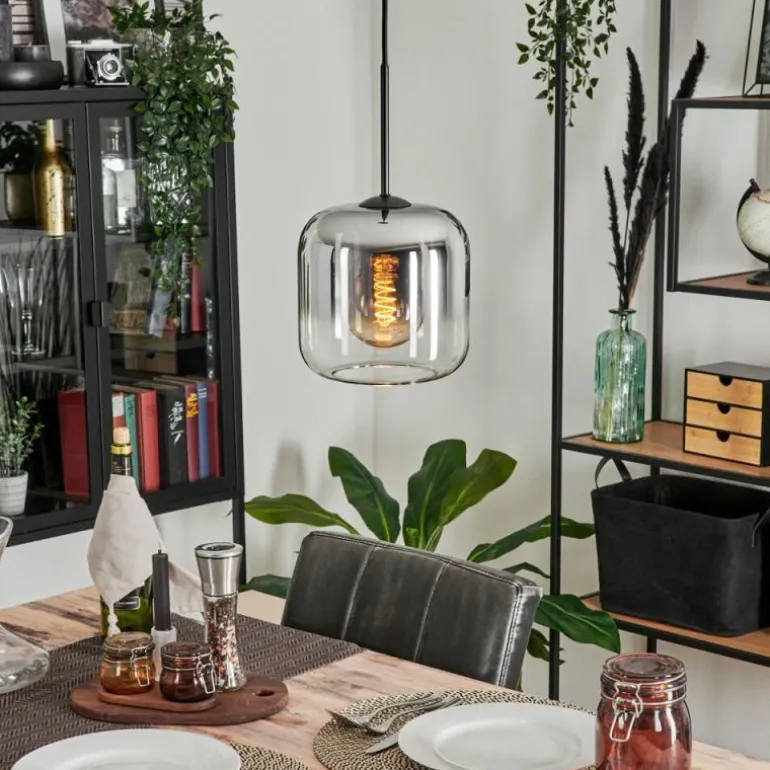 Suspension Verre 20cm Lauden Chrome, Clair, Fumé, 1 lumière