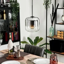 Suspension Verre 20cm Lauden Chrome, Clair, Fumé, 1 lumière