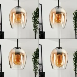 Suspension Verre 15cm Vevino Ambre, Clair, 3 lumières